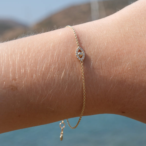 Sparkle Eye - 14K Solid Gold & Diamonds Bracelet