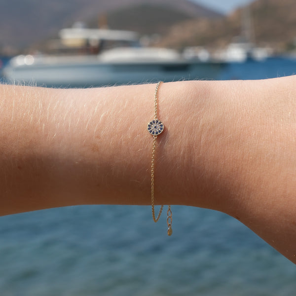 Dazzling Defiance - 14K Solid Gold & Diamonds/Sapphires Bracelet