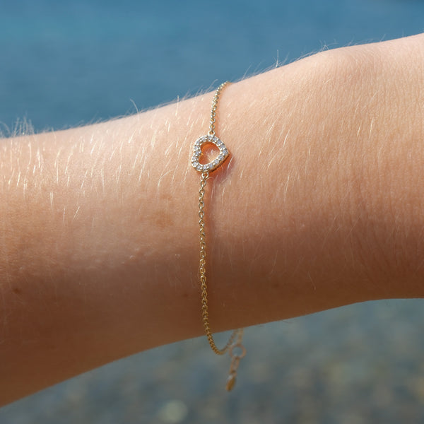 Dainty Love - 14K Solid Gold & Diamonds Bracelet