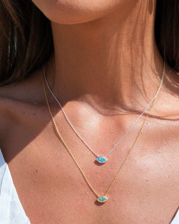 Aqua Gaze Eye Necklace