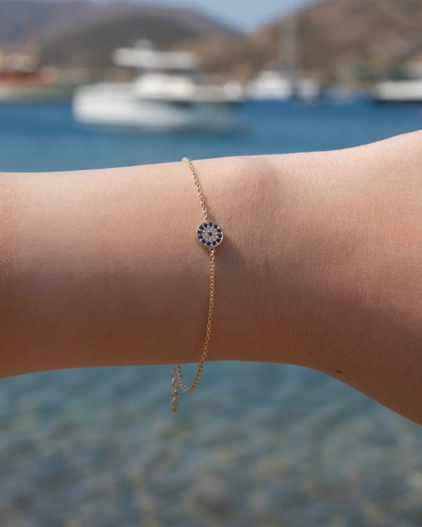 Dazzling Defiance - 14K Solid Gold & Diamonds/Sapphires Bracelet