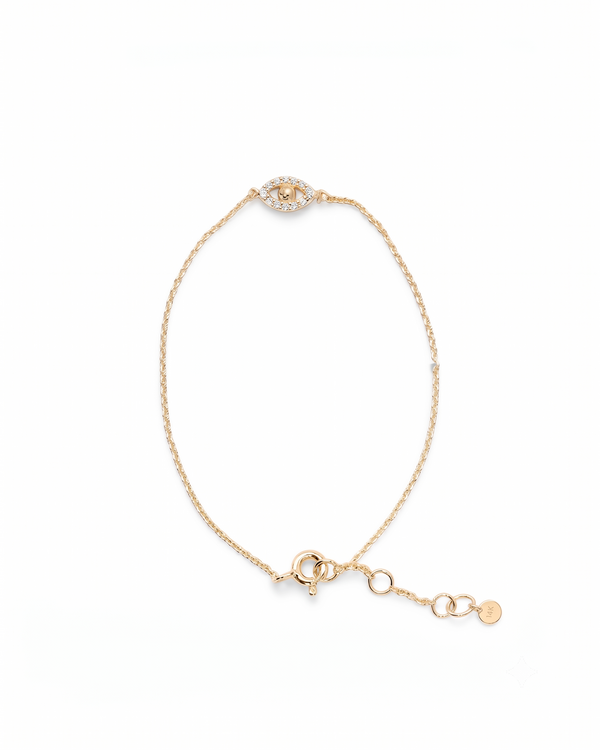 Sparkle Eye - 14K Solid Gold & Diamonds Bracelet