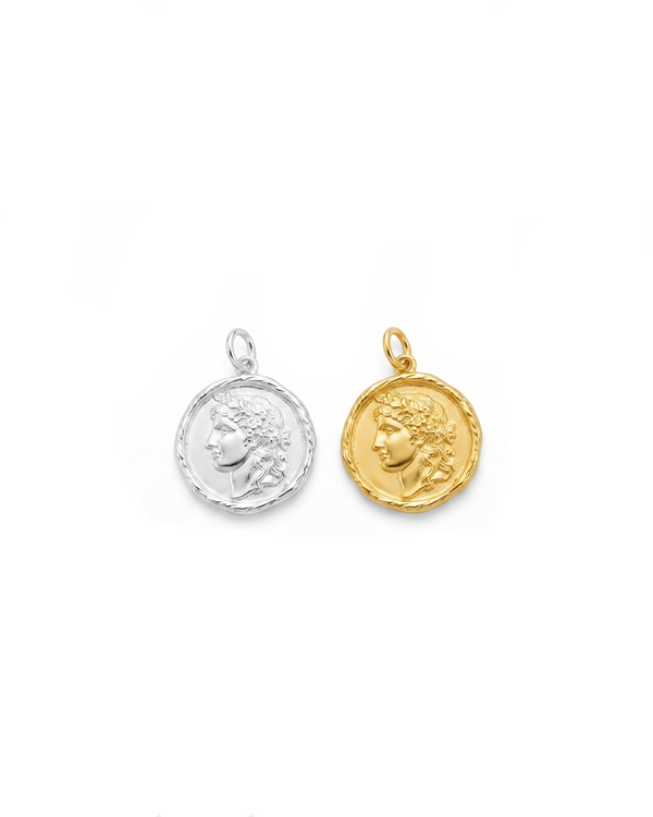 Dionysus Coin Pendant in Sterling Silver and 18K Gold Plated
