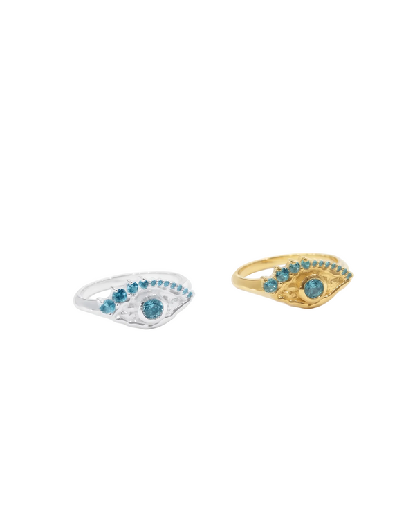 Poseidon Wave Eye Ring in Sterling Silver and 18K Gold Plated