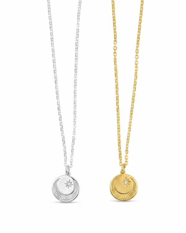 Artemis Moon Necklace in Sterling Silver and 18K Gold Plated