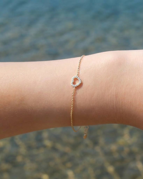 Dainty Love - 14K Solid Gold & Diamonds Bracelet