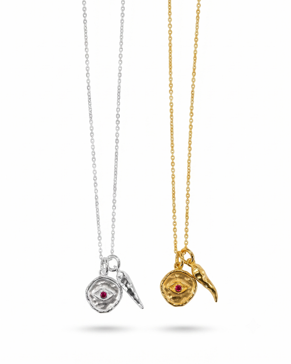 Hephaestus Chilli Necklace in Sterling Silver and 18K Gold Plated