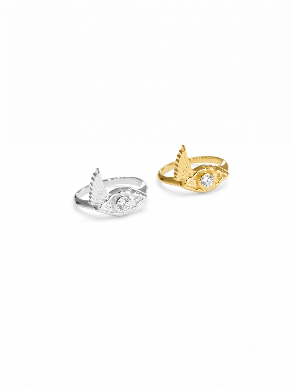 Demeter Branch Eye Ring in Sterling Silver and 18K Gold Plated