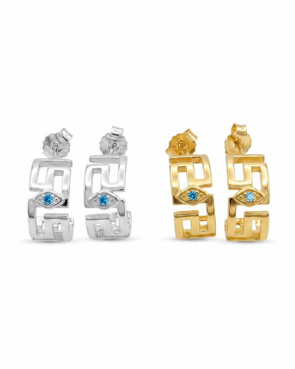 Hera Eye Earrings in Sterling Silver and 18K Gold Plated