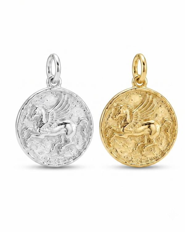 Pegasus Coin Pendant in Sterling Silver and 18K Gold Plated