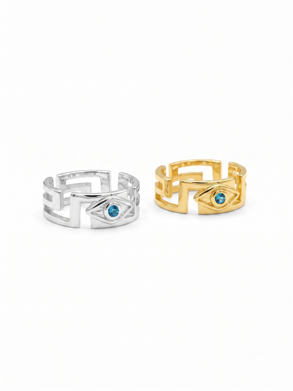 Hera Eye Ring in Sterling Silver and 18K Gold Plated