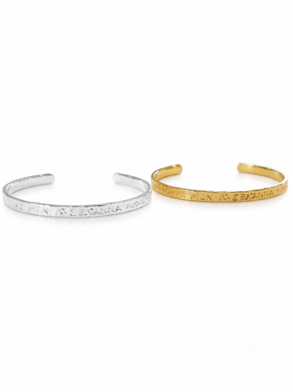 Aphrodite Love Words Bangle in Sterling Silver and 18K Gold Plated