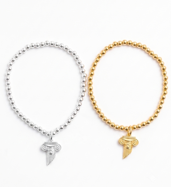 Greek Column Bracelet in Sterling Silver and 18K Gold Plated