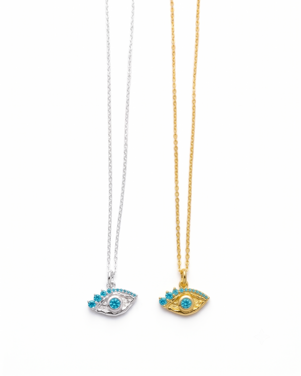 Poseidon Wave Eye Necklace in Sterling Silver and 18K Gold Plated