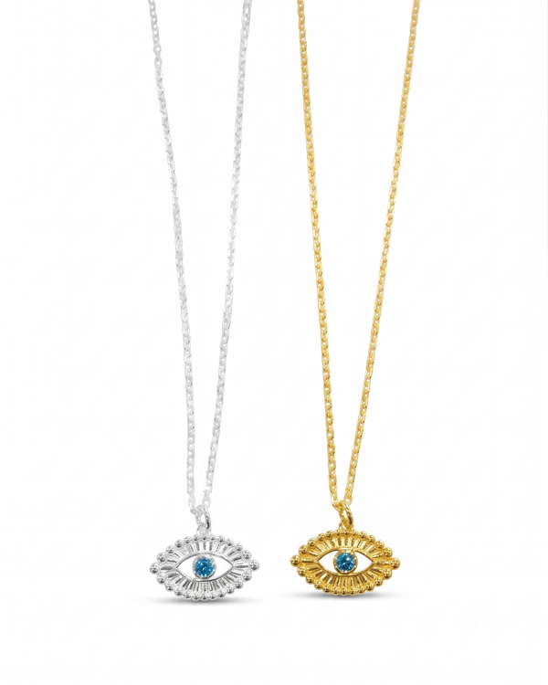 All Blue Eye Necklace in Sterling Silver and 18K Gold Plated