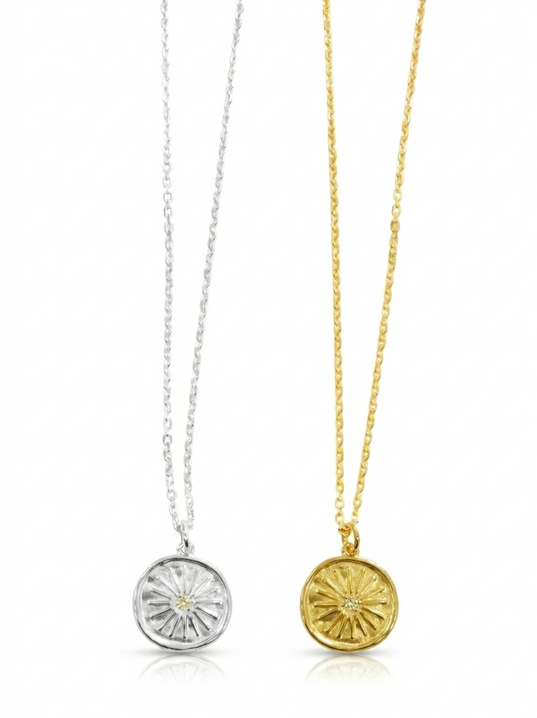 Apollo Sun Necklace in Sterling Silver and 18K Gold Plated