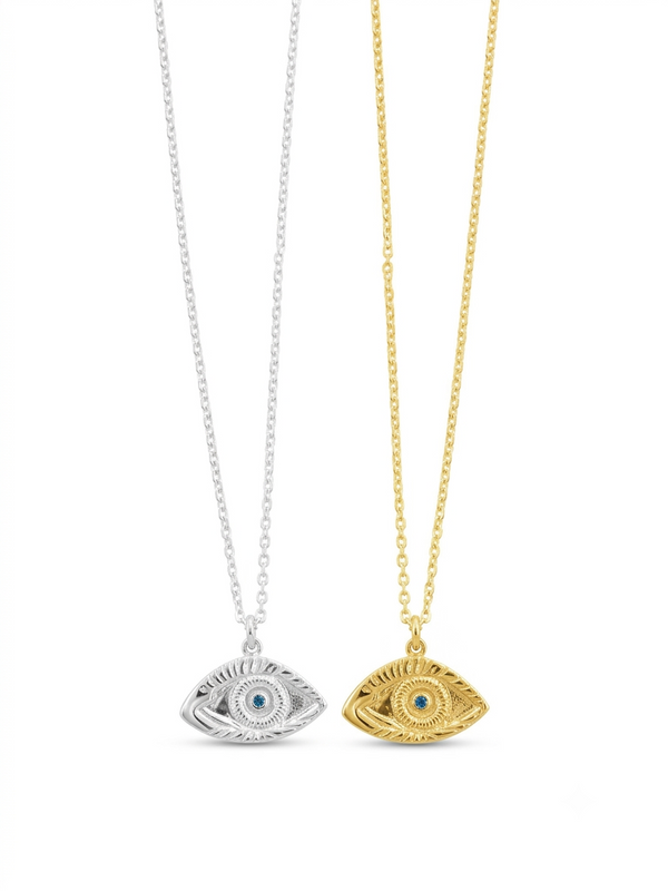 Ancient Eye Necklace in Sterling Silver and 18K Gold Plated