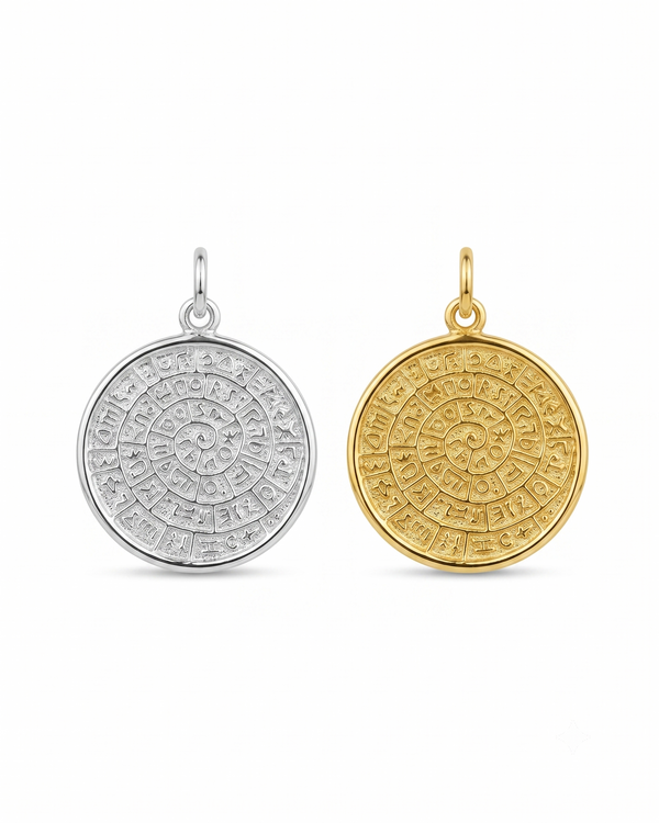 Phaistos Disc Pendant in Sterling Silver and 18K Gold Plated